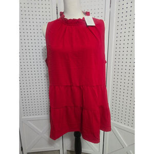 Mudpie Red sleeveless Ruffle top size Large NWT